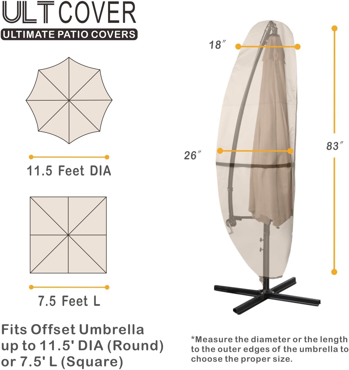 Waterproof Outdoor Offset Banana Style Umbrella Cover