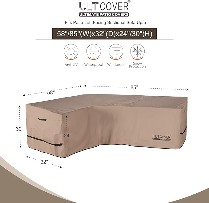 Patio L-Shaped Left Facing Sofa Cover