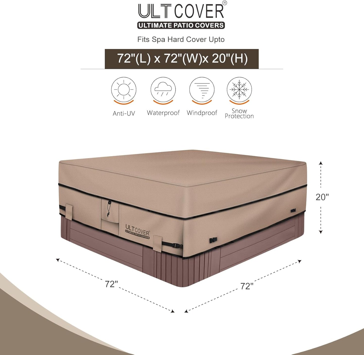 Waterproof 600D Polyester Square Hot Tub Cover