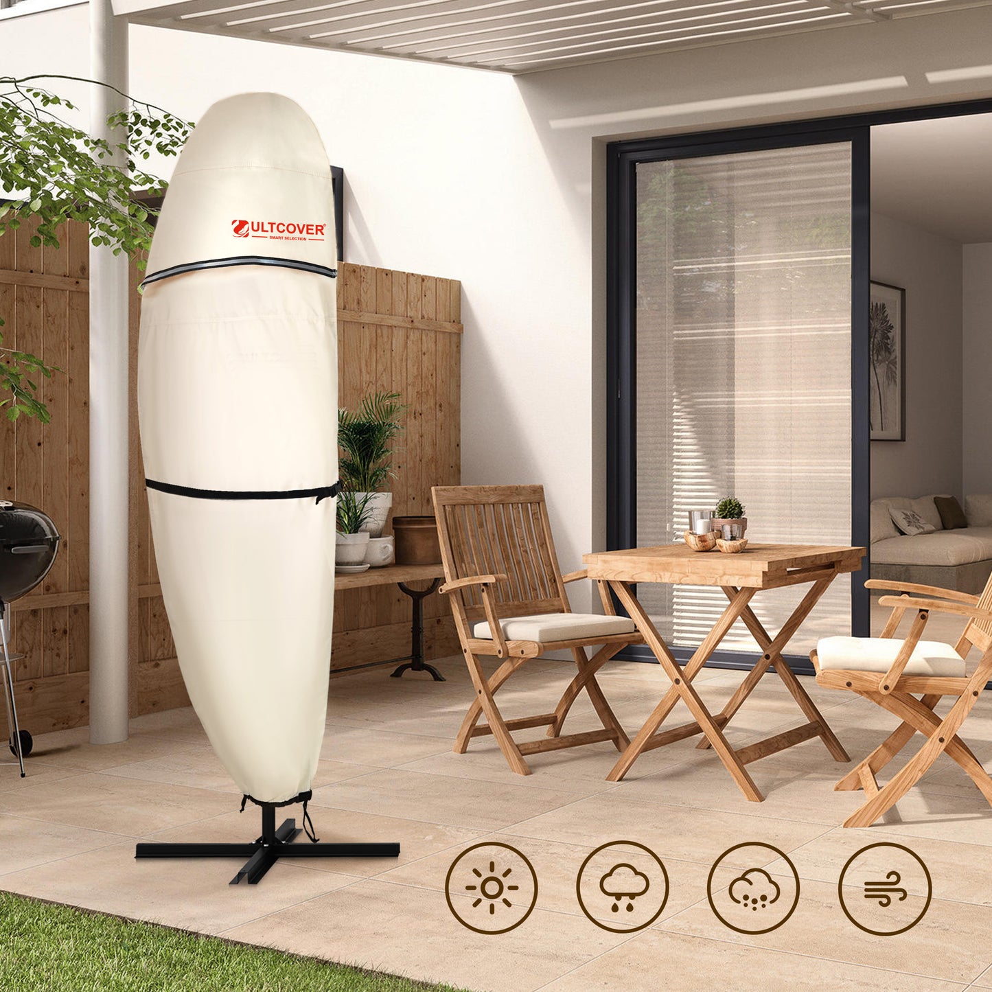 600D PVC Waterproof Patio Umbrella Cover