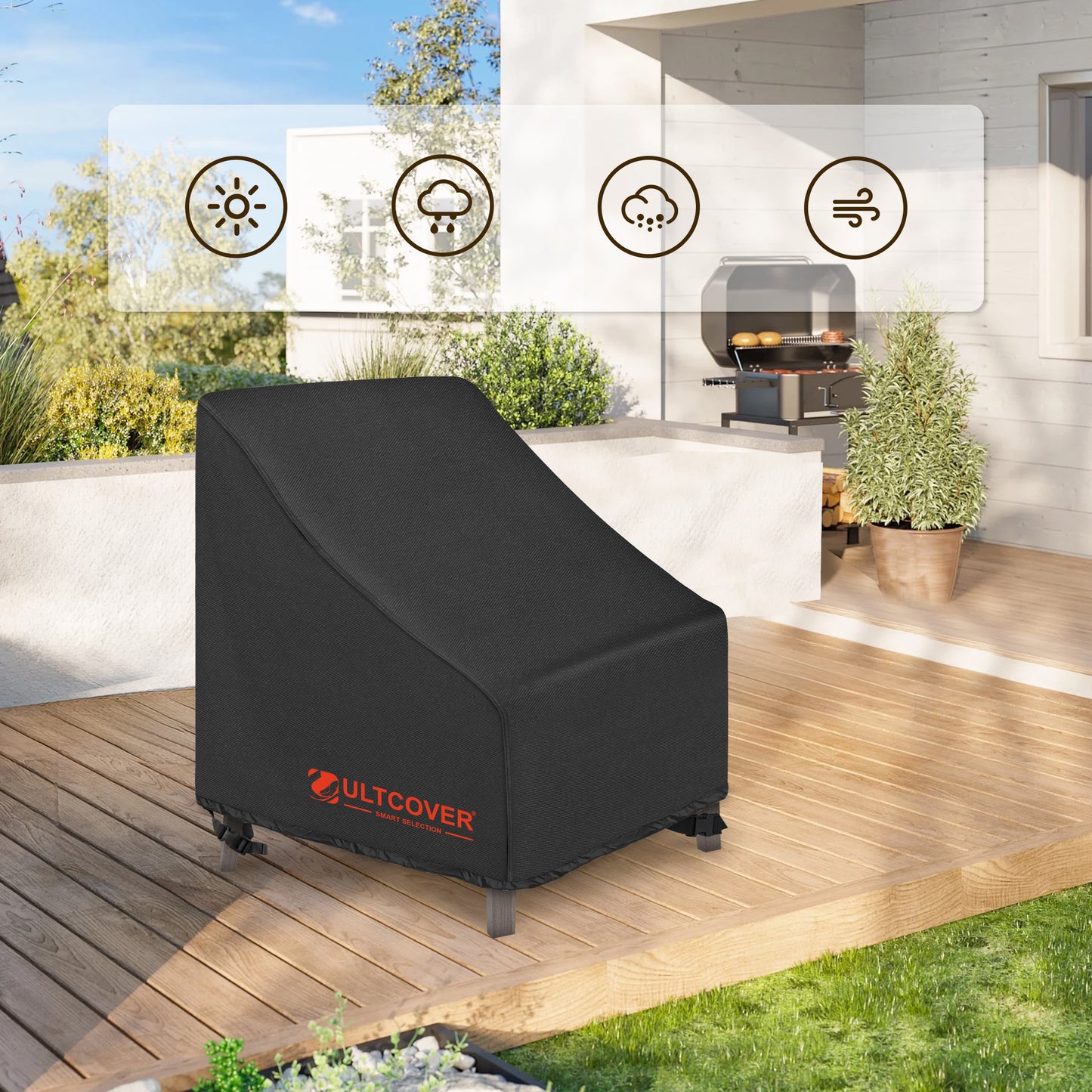 600D PVC Patio Chair Cover 32"x34"