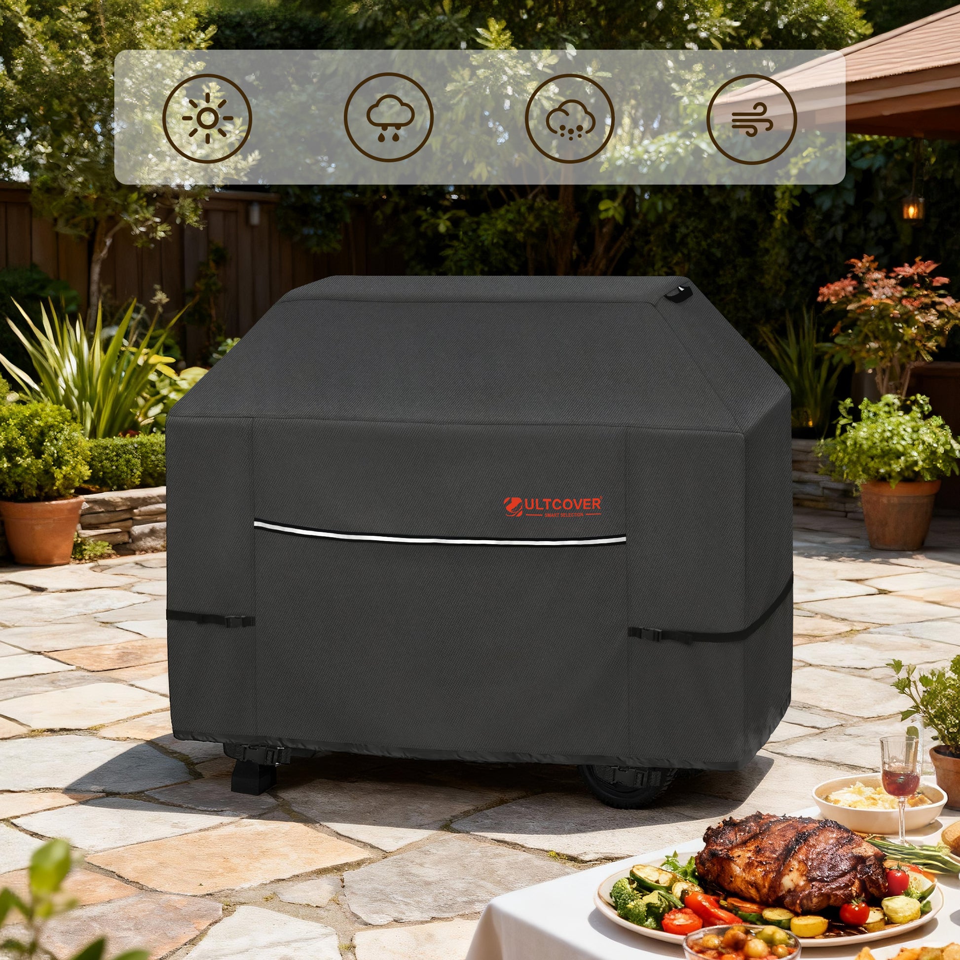 Heavy duty grill cover for year round outdoor use black