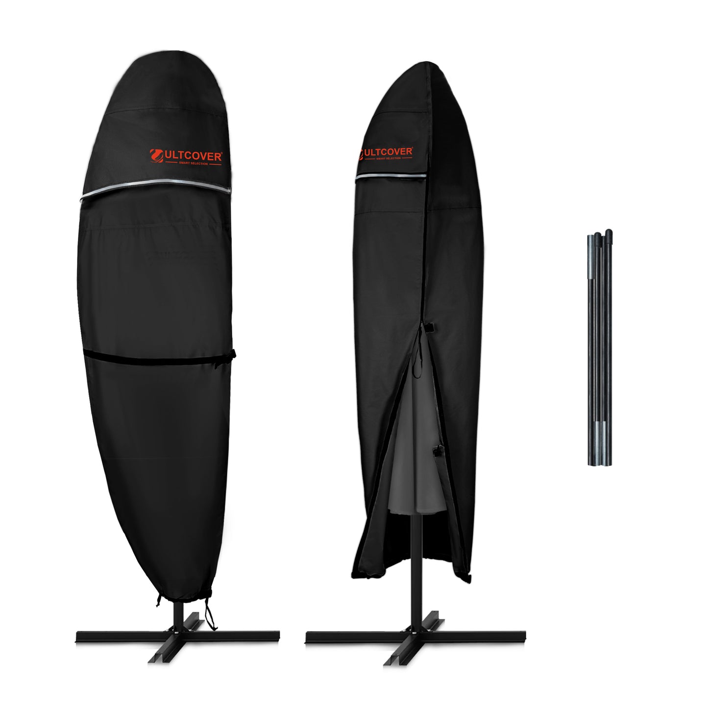 Outdoor patio umbrella cover protecting from weather damage black