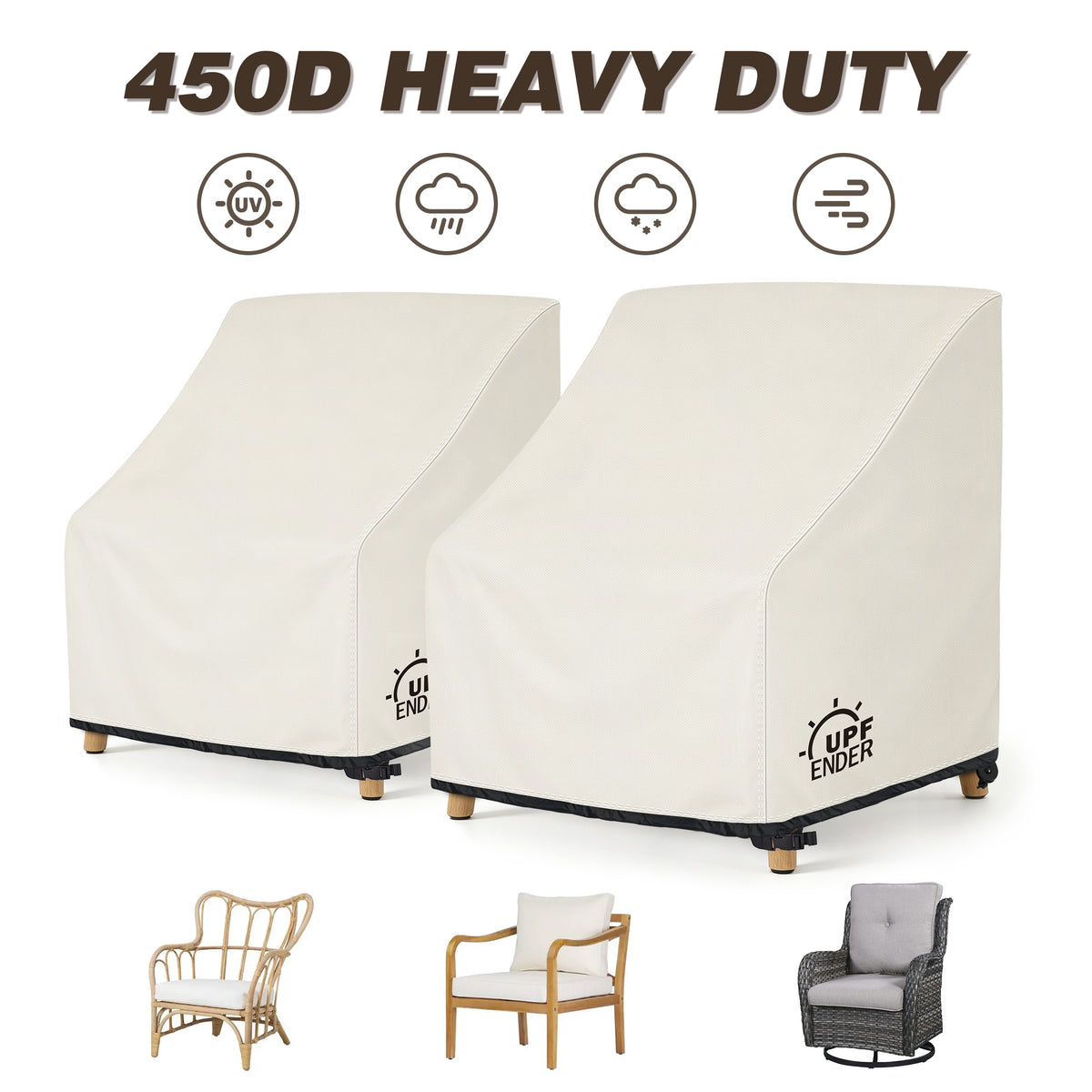 UPFENDER | 450D 2 Pack Outdoor Rocking Chair Covers