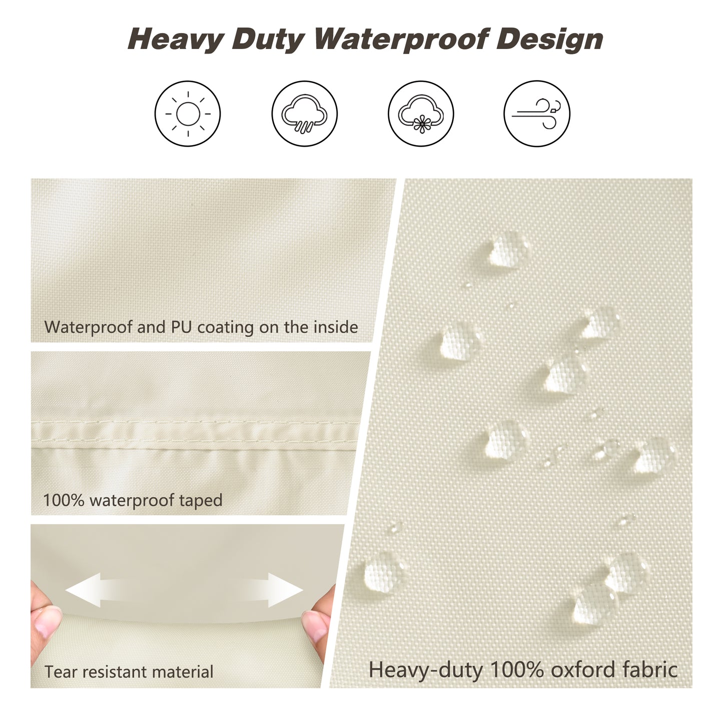 BBQ grill cover with waterproof and durable fabric beige
