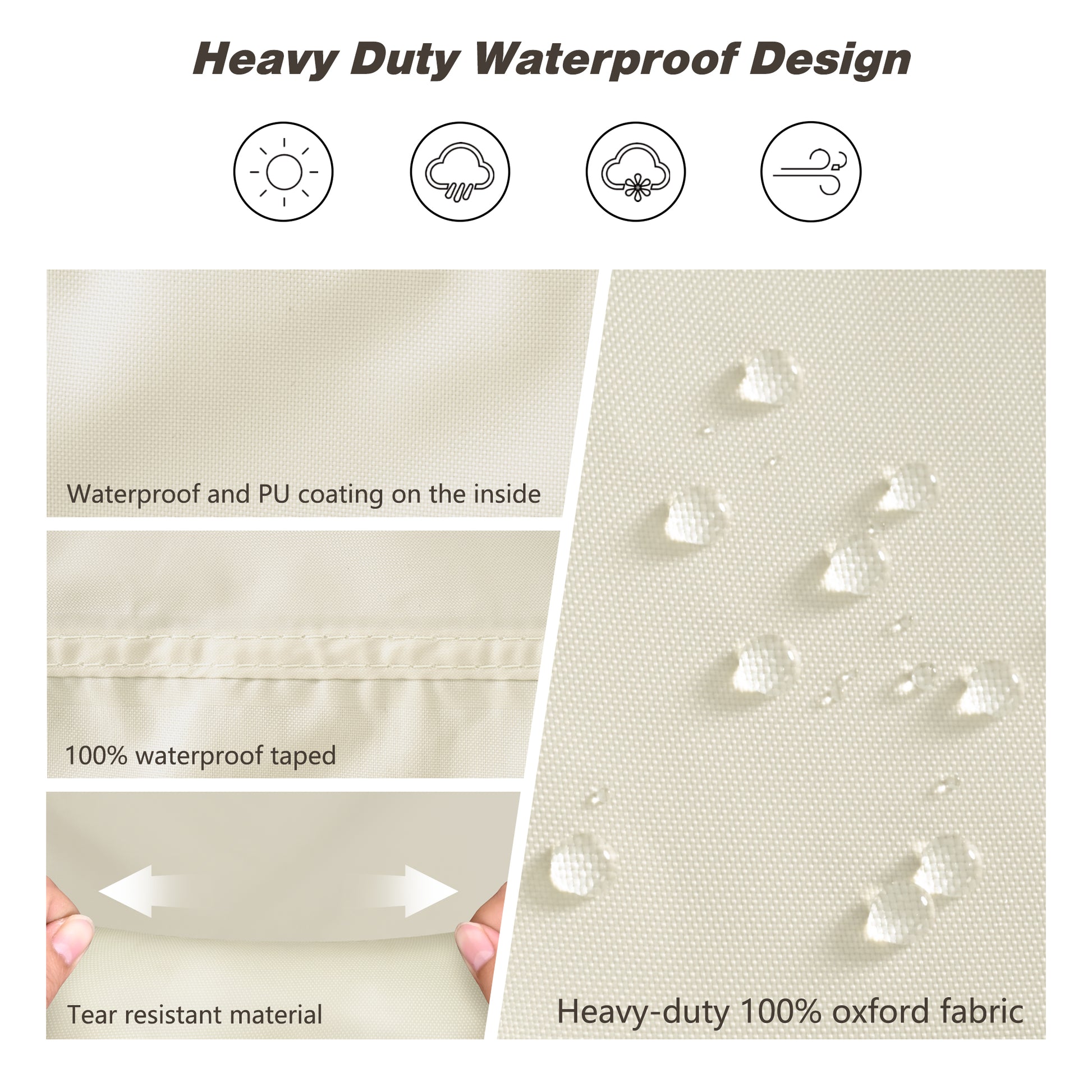BBQ grill cover with waterproof and durable fabric beige