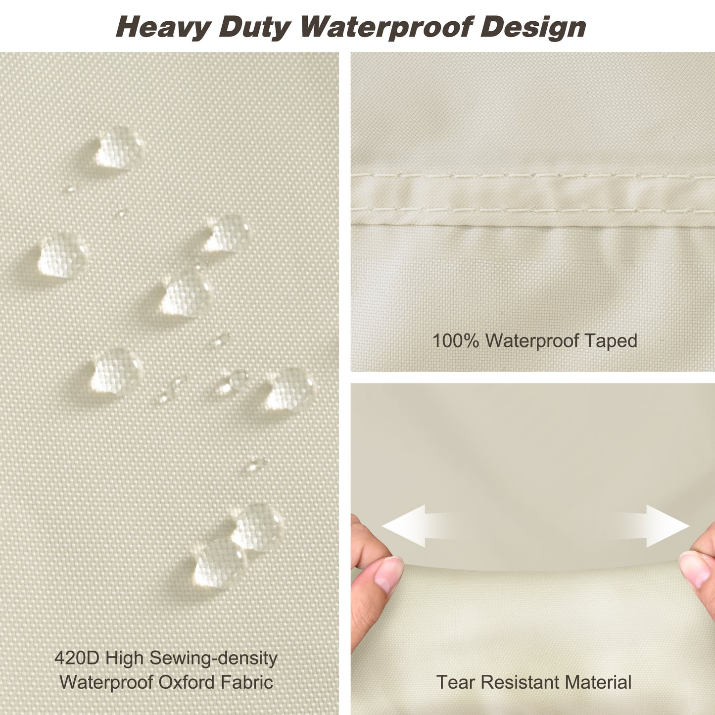 Patio chair cover with waterproof and UV resistant fabric beige