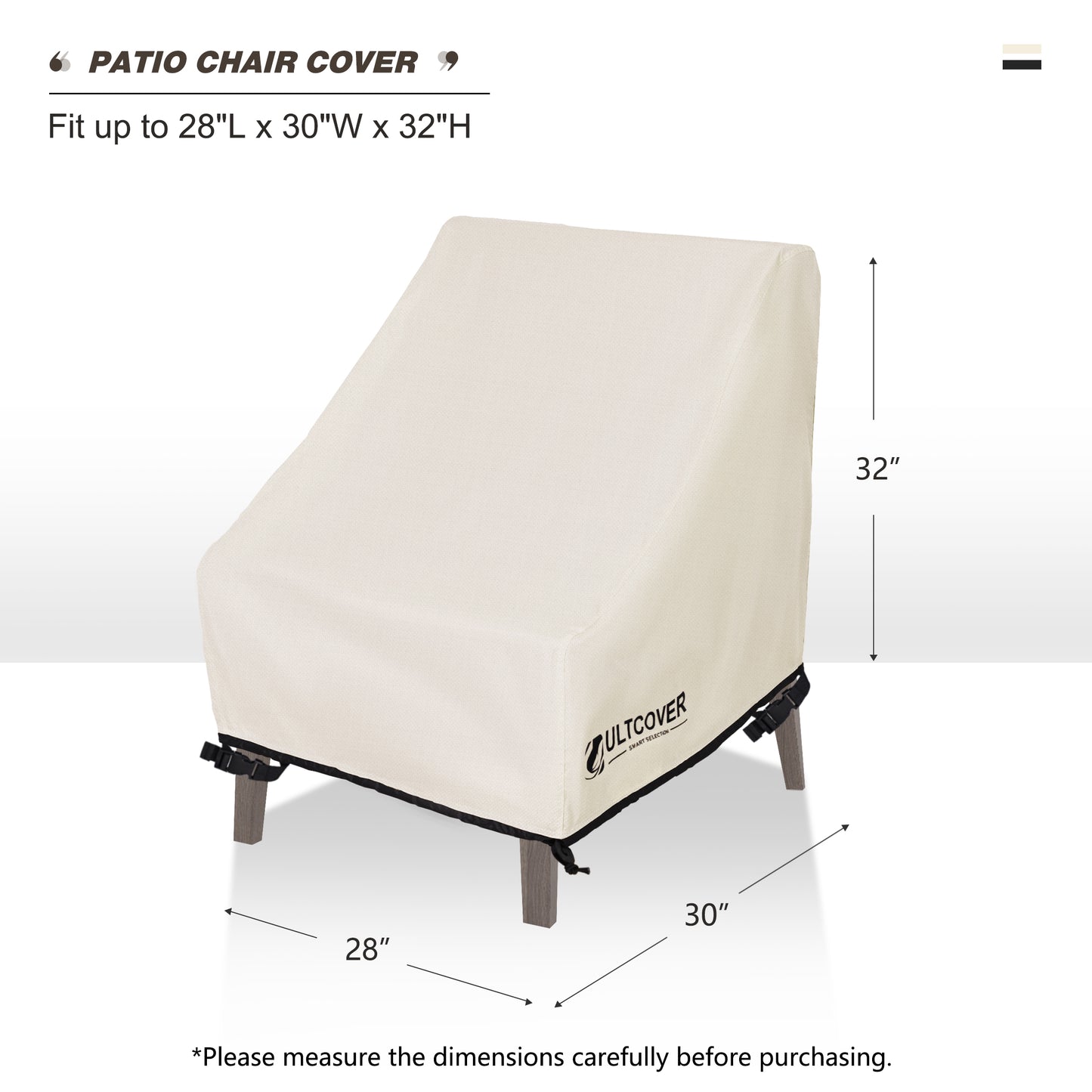Beige patio chair cover with dimensions beige