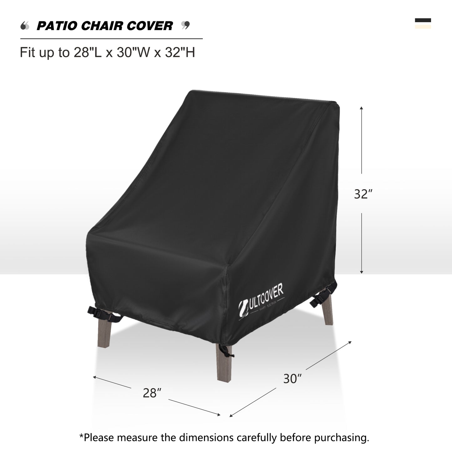 Black patio chair cover with dimensions black