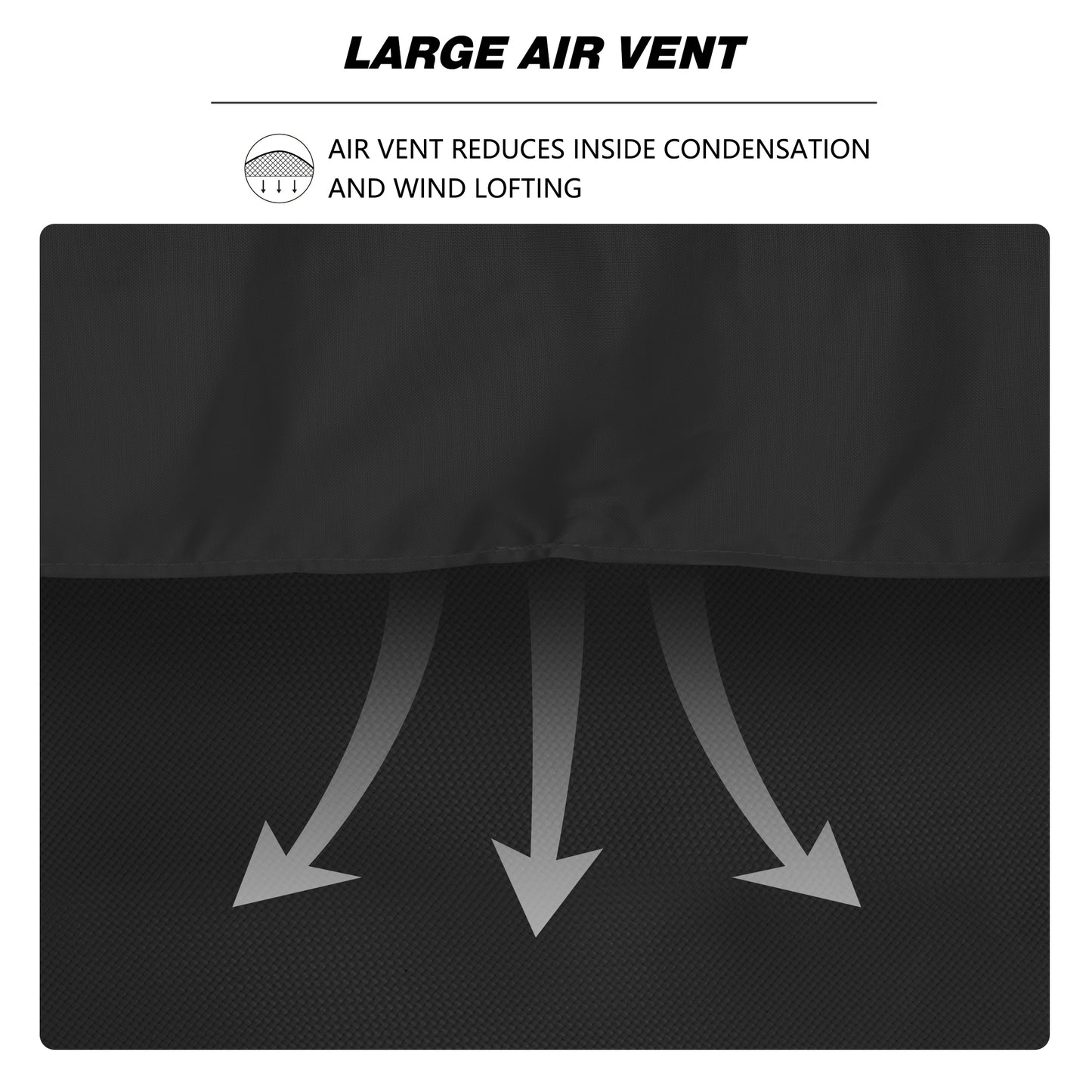 Black mat with large air vent and arrows indicating airflow black