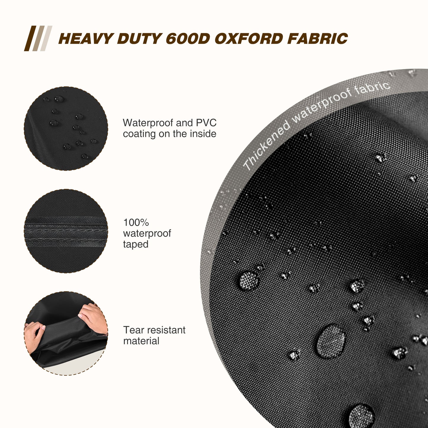 Waterproof grill cover protecting barbecue from rain and dust black