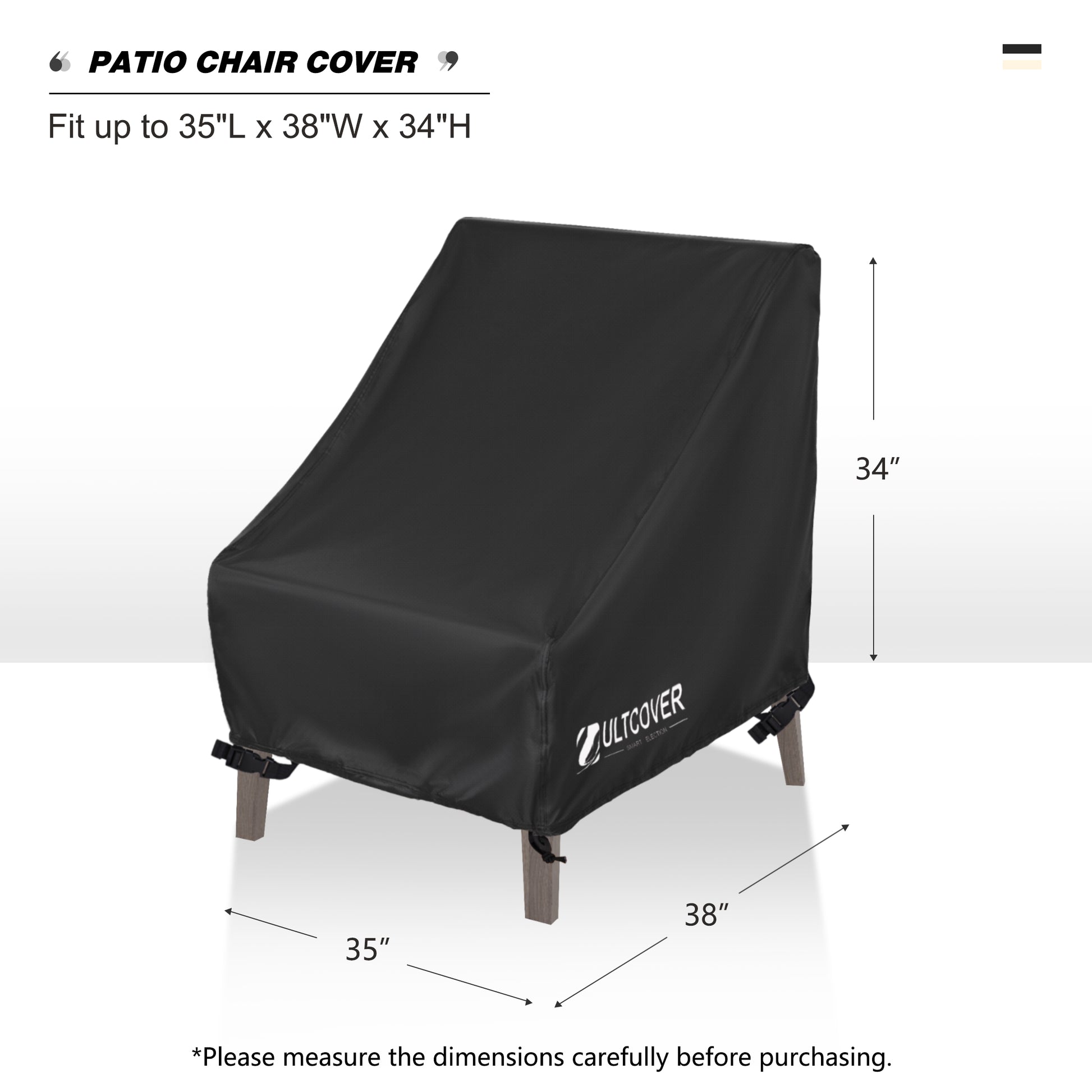 Black patio chair cover with dimensions black