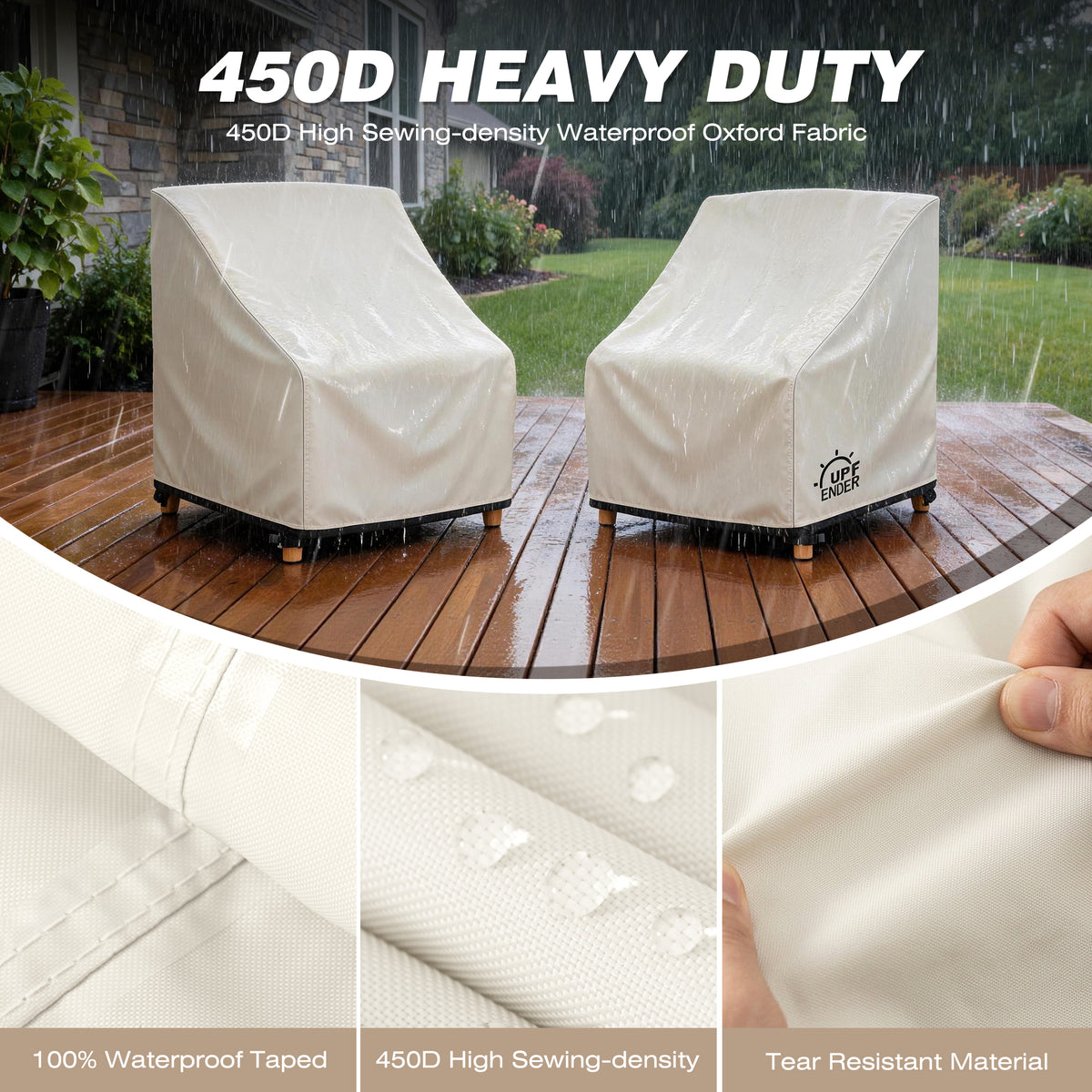 UPFENDER | 450D 2 Pack Outdoor Rocking Chair Covers