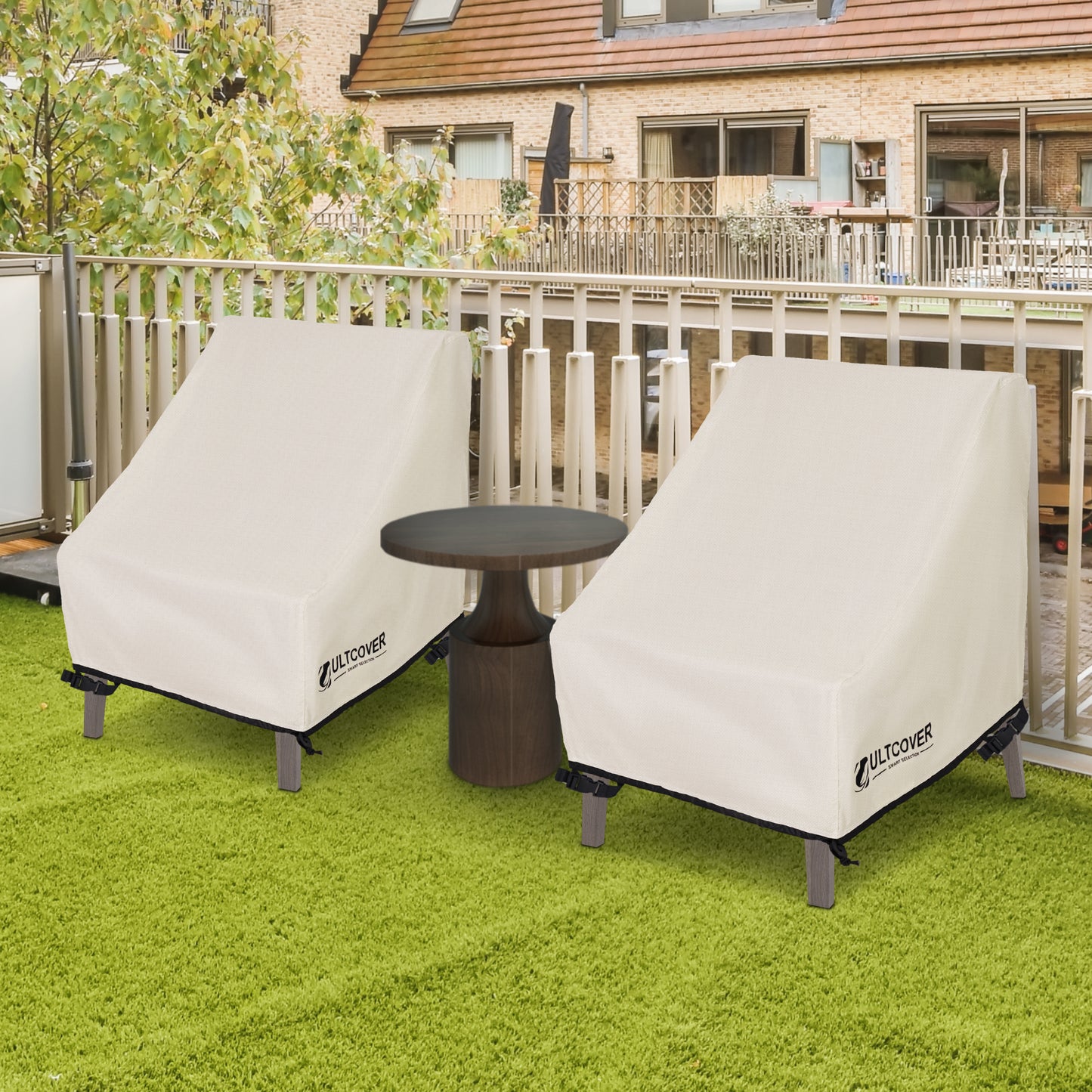 All weather patio chair cover for outdoor use beige